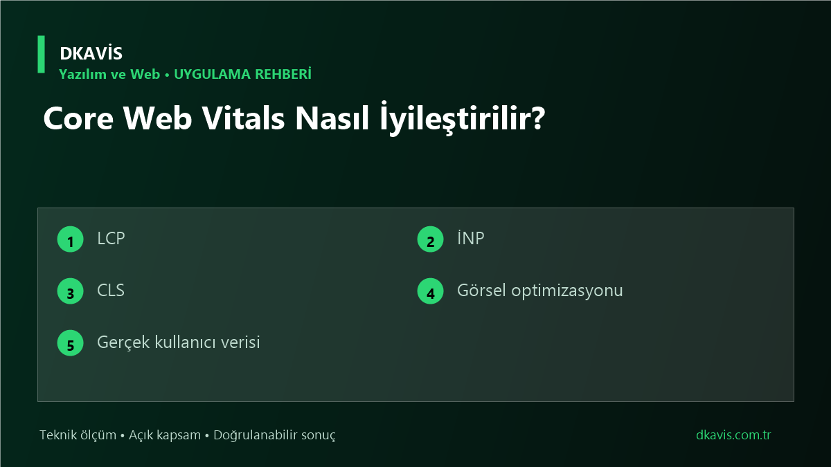 Core Web Vitals Nasıl İyileştirilir? için beş teknik karar ölçütü
