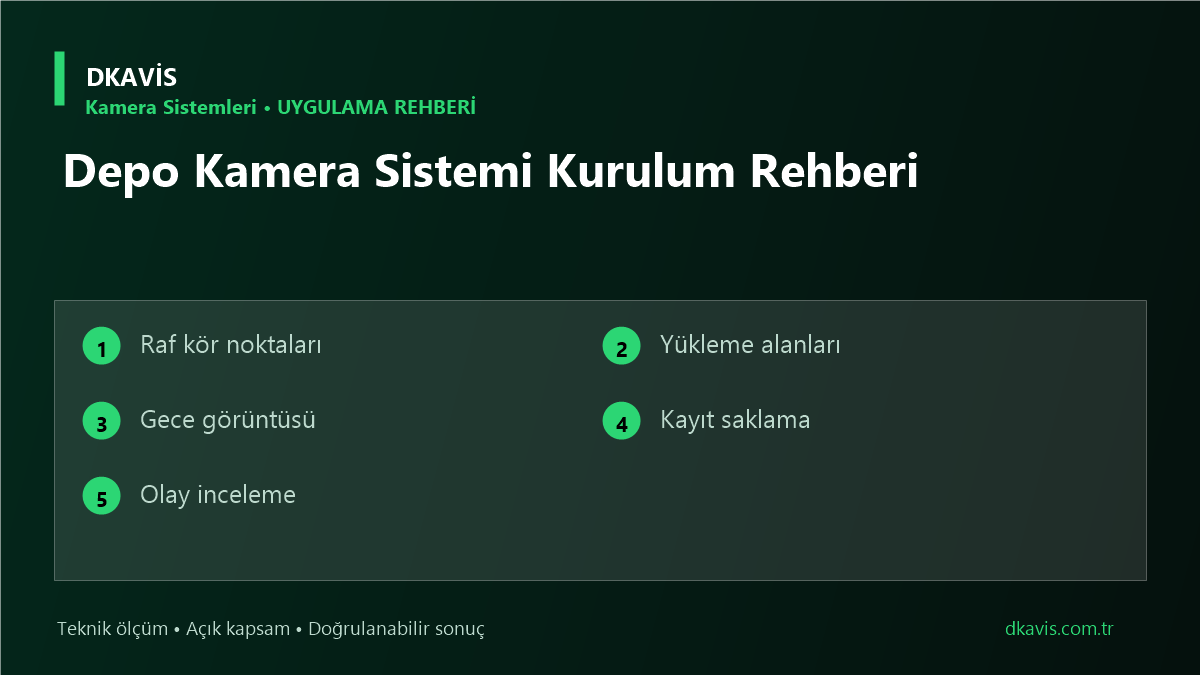 Depo Kamera Sistemi Kurulum Rehberi için beş teknik karar ölçütü