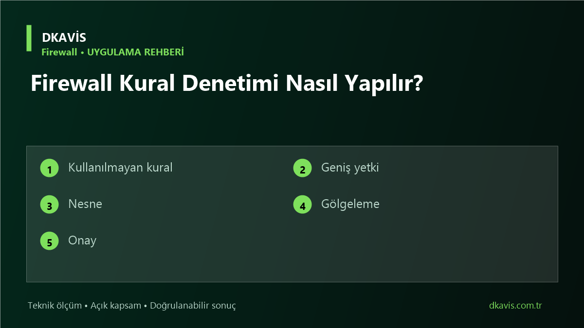 Firewall Kural Denetimi Nasıl Yapılır? için beş teknik karar ölçütü