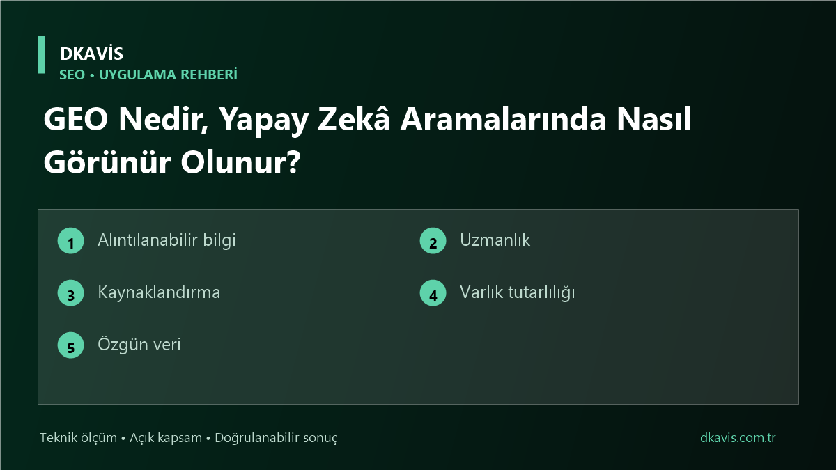 GEO Nedir, Yapay Zekâ Aramalarında Nasıl Görünür Olunur?