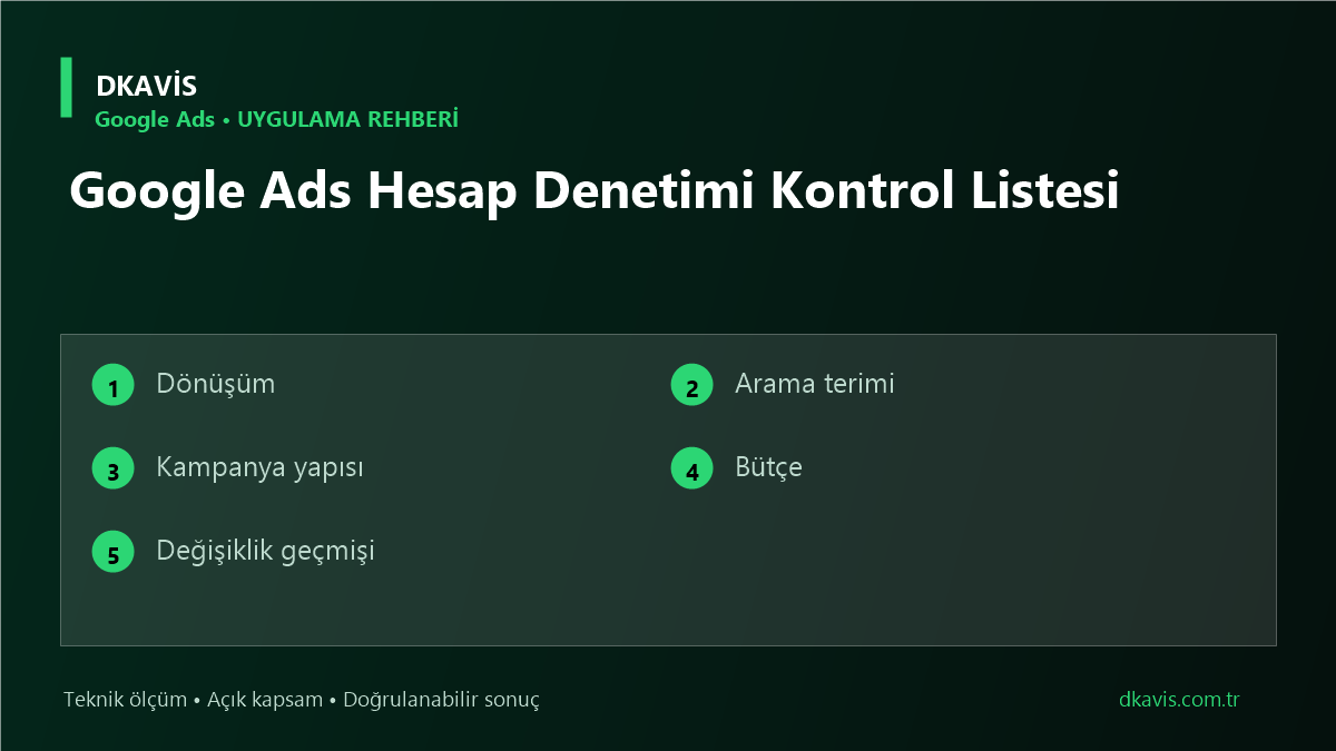 Google Ads Hesap Denetimi Kontrol Listesi