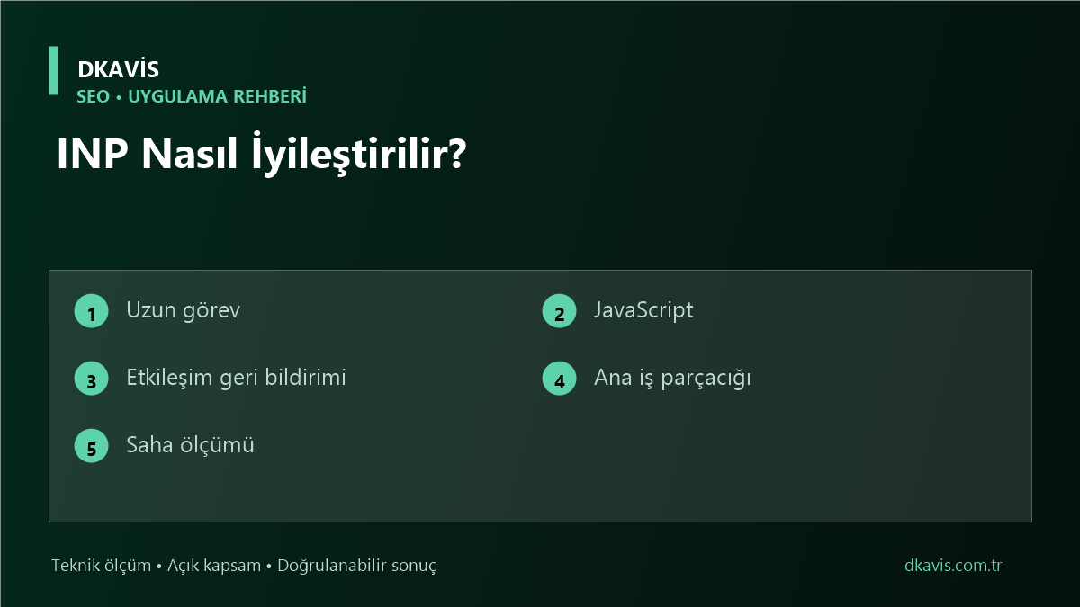 INP Nasıl İyileştirilir? için beş teknik karar ölçütü