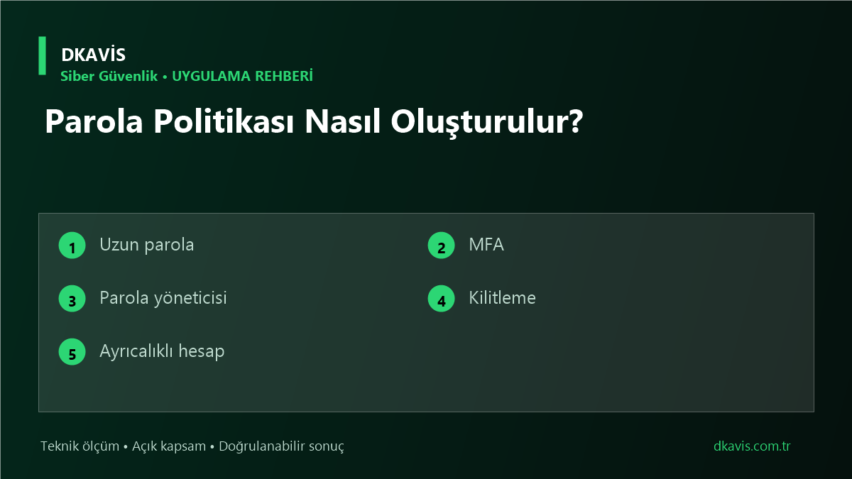 Parola Politikası Nasıl Oluşturulur? için beş teknik karar ölçütü