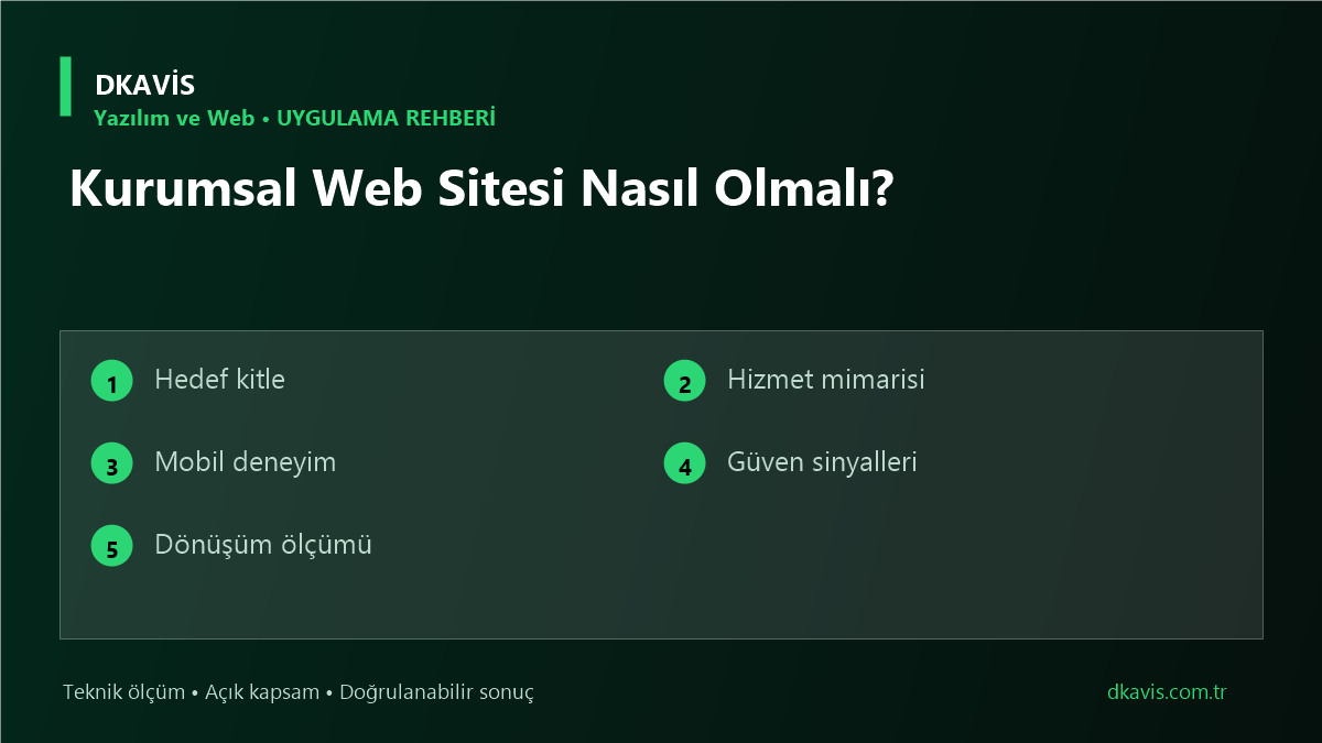 Kurumsal Web Sitesi Nasıl Olmalı? için beş teknik karar ölçütü