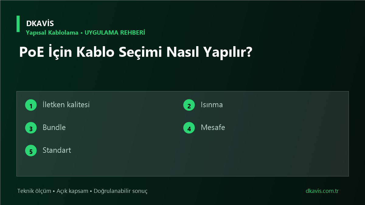 PoE İçin Kablo Seçimi Nasıl Yapılır? için beş teknik karar ölçütü