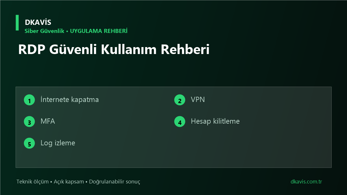 RDP Güvenli Kullanım Rehberi için beş teknik karar ölçütü