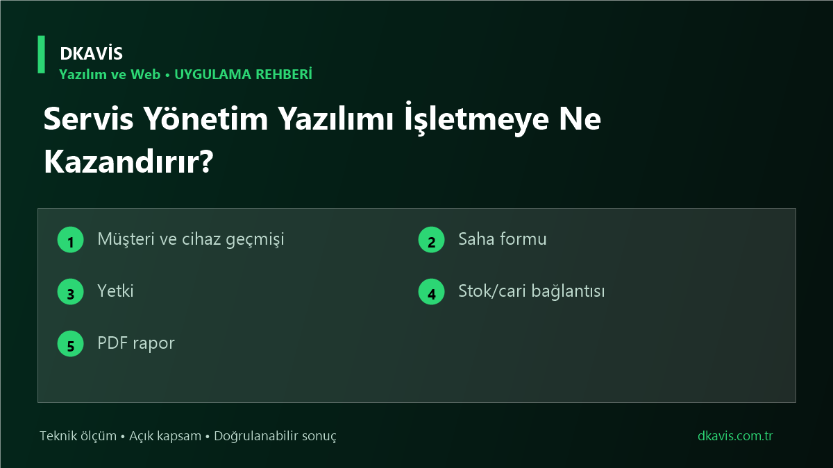 Servis Yönetim Yazılımı İşletmeye Ne Kazandırır? için beş teknik karar ölçütü