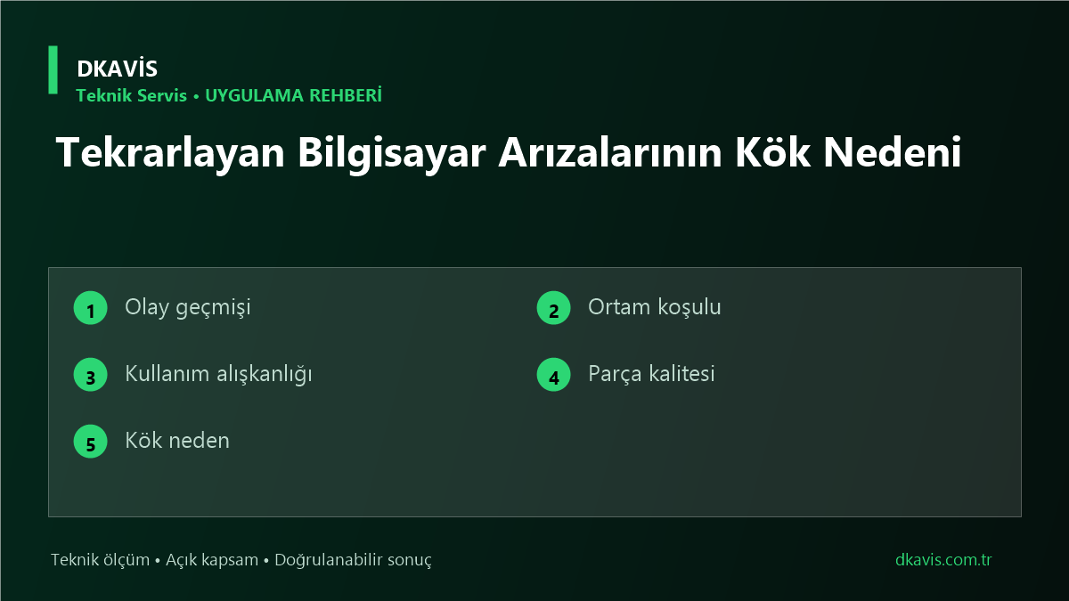 Tekrarlayan Bilgisayar Arızalarının Kök Nedeni için beş teknik karar ölçütü