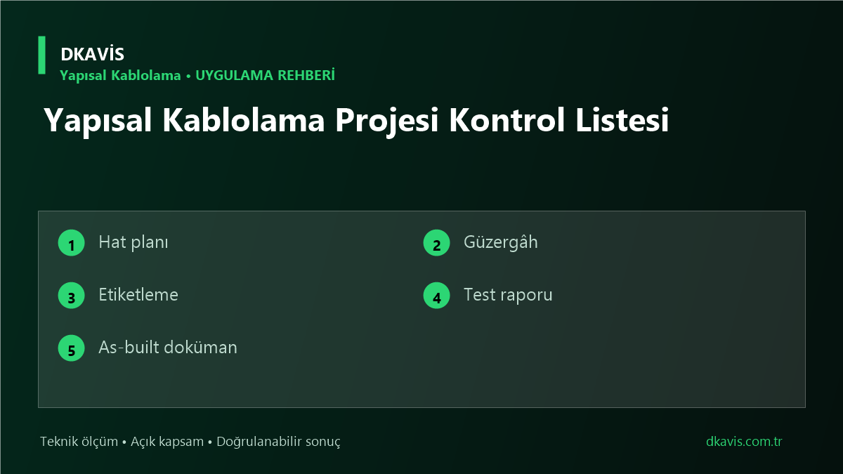Yapısal Kablolama Projesi Kontrol Listesi teknik rehber kapak görseli