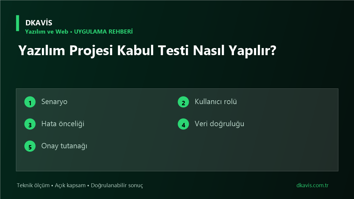 Yazılım Projesi Kabul Testi Nasıl Yapılır? için beş teknik karar ölçütü