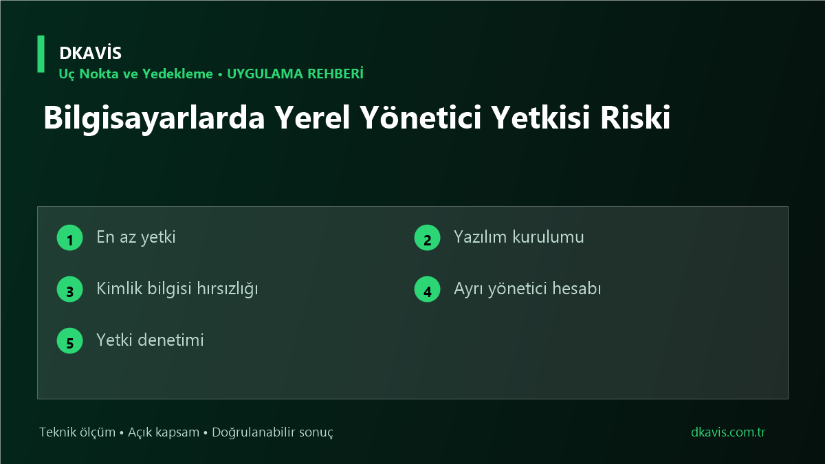 Bilgisayarlarda Yerel Yönetici Yetkisi Riski